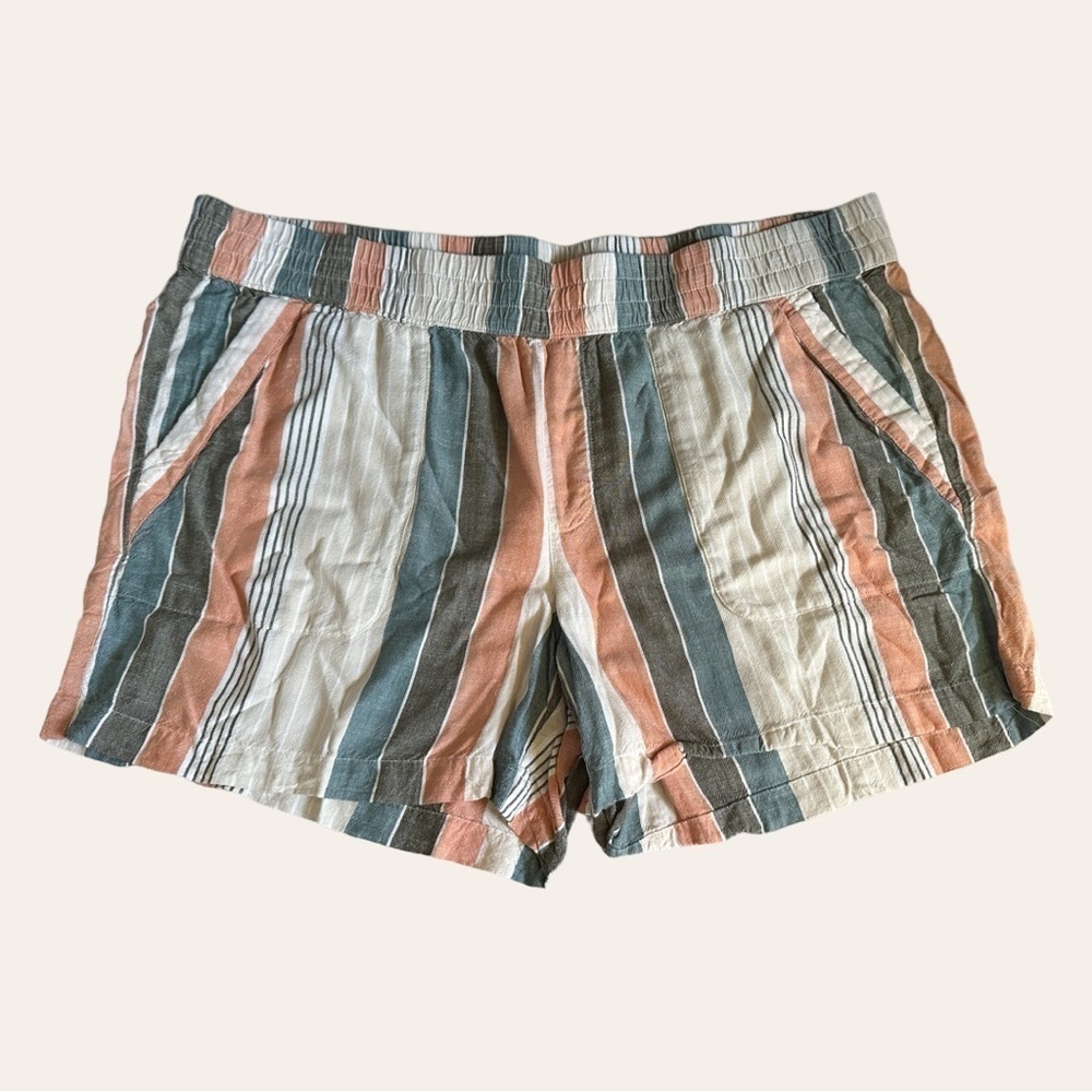 🌺 Sonoma Orange Stripe Lightweight Comfy High Rise Casual Shorts Size XL